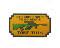 Patch Taktis PVC Lunak 3D Desain Kartun Berbahaya Jika Pergi Sendirian Lencana Moral Stiker Hook and Loop untuk Tas Ransel