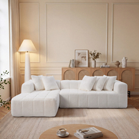 274 cm Weißes Stoffsofa ohne Gestell, Modulares L-förmiges Ecksofa, Modernes Design, Keine Montage Erforderlich für Apartments, Wohnungen, Hotels, Schulen