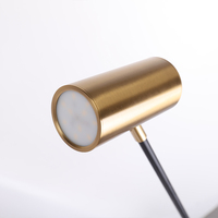 Lampe de table d'inspection brillante intérieure à base de métal réglable et dorée brossée pour hôtel