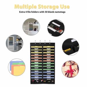 Heavy Duty 24-Pocket Eco-Friendly Foldable Door Hanging File Organizer with Name Tags 4 Hangers 35L Capacity Black Wall <b>Storage</b> - Product Image 4