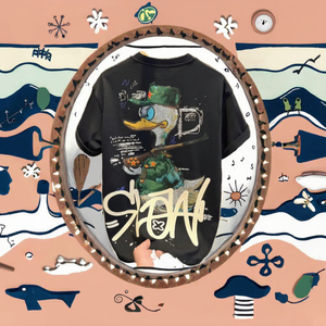 T-shirt Homme QZFSO Personnalisé avec Logo du Fabricant, Imprimé Graphique Vieilli, 220g Spandex/Coton, Délavé à l'Acide, Coupe Boxy Courte et Oversize - Product Image 3