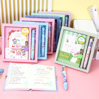 Journal de dessin animé journal intime verrouillable kawaii enfants coffret cadeau journal intime enfants carnet de notes avec serrure clé retour à l'école ensembles de papeterie
