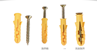 Anti Slip Nylon Plastic Yellow Expansion Plug Chipboard Screw Wood Screw Wall Anchor for Furniture Fixing Construction