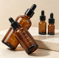 Flacon compte-gouttes en verre ambré dégradé, opaque et résistant à la lumière, pour sérum et lotion (recharge)