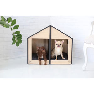 Pet Pet için Modern ev iç mekan mobilyası çift kapı ahşap kedi köpek evi mağara Mat köpekler kediler ahşap köpek kulübesi sandık Pet yatak - Product Image 3