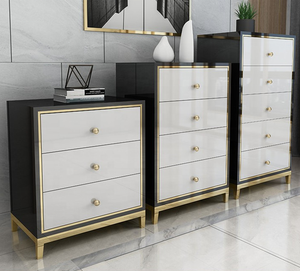 Kích thước tùy chỉnh vật liệu gỗ đầu giường với lưu trữ phòng khách trắng đen Bàn Cạnh Giường ngủ - Product Image 2