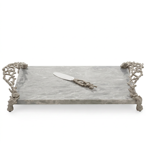 Plateau à fromage moderne en marbre avec poignée en corail, compatible lave-vaisselle, avec spatule, pour service, utilisation en cuisine, hôtel et maison. - Product Image 1