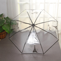 Paraguas Plegable Transparente, Paraguas de Moda para Estudiantes, Estilo Masculino, Paraguas de Plástico para la Lluvia, Parapluie Reforzado