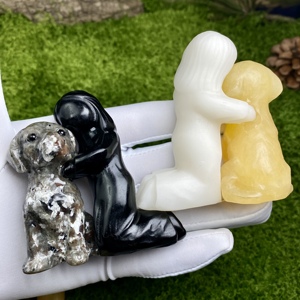 Figura Decorativa de Cristal Natural Tallada a Mano, Niña y <span class=keywords><strong>Perro</strong></span>, Niña y Caballo, 2 Estilos, Artesanía Reiki, Decoración para el Hogar, Regalo - Product Image 5