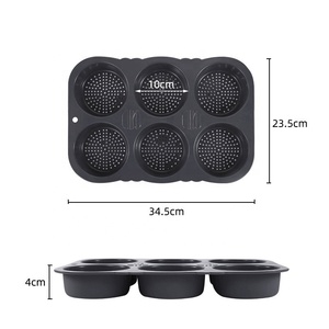 Moule à <span class=keywords><strong>pain</strong></span> à burger en silicone à 6 cavités, 10x4 cm par cavité, moule à <span class=keywords><strong>pain</strong></span> rond antiadhésif de 4 pouces pour pains à burger faits <span class=keywords><strong>maison</strong></span> - Product Image 5
