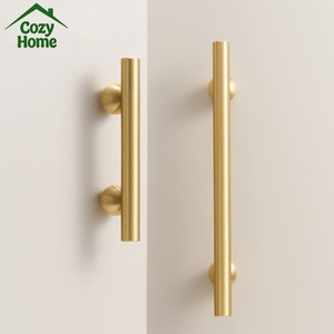 Poignées de meuble en laiton massif, boutons de meuble ronds en bronze <span class=keywords><strong>antique</strong></span>, poignées de porte longues en T pour armoires de cuisine - Product Image 2