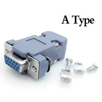 DB15 VGA Male / Female Plug 15Pin 3 Baris Konektor D-Sub Penutup Plastik Cangkang Belakang