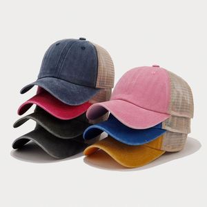 Nouvelle Arrivée Été 2024 Casquette de Baseball Vintage en Coton Délavé Style Papa Sportif Ethnique Urbain avec Maille Design Uni - Product Image 3