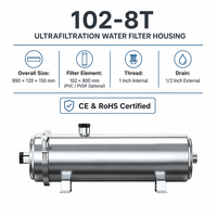 Purificateur d'eau à membrane PVDF en acier inoxydable 304 de 8000 LPH avec tuyau de 102 mm, certifié CE RoHS, pour filtration de toute la maison (vente en gros)