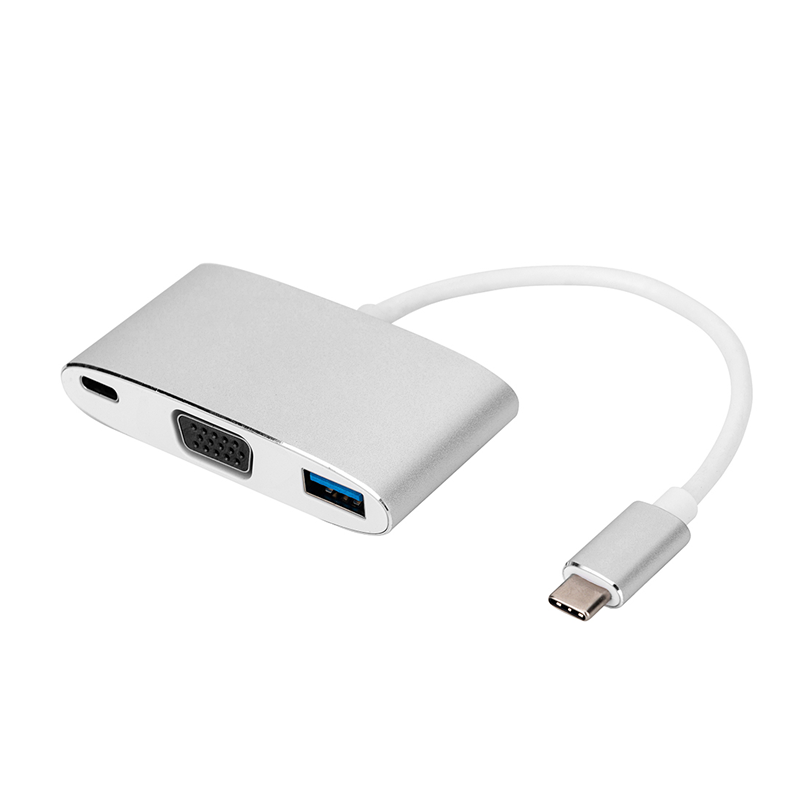 Высококачественная поддержка 10% p VGA, USB Type C папа-VGA + USB A + Type C PD 3 в 1 концентраторы для HDTV, монитора, проектора, скидка 1080