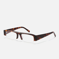 LBAshades 6001 Lunettes de soleil rétro demi-cerclées rectangulaires en nylon et acétate, protection UV, monture tendance