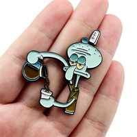 Épinglette en émail doux Octopus Brother Squidward versant du café, serveur, animation, métal, décoration, badge