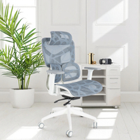 Chaise de bureau ergonomique moderne avec conception entièrement en maille, appui-tête pivotant et réglable, en mousse de plastique à dossier haut