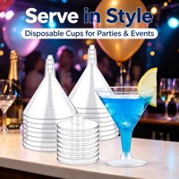 Verres à Martini jetables en plastique transparent en gros, gobelets à cocktail réutilisables pour mariage, anniversaire, bar, vaisselle de bar