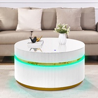 Muebles de Sala de Estar, Mesa de Centro Inteligente con Espejo, Mesas Centrales con Luces RGB, Cargador Inalámbrico Bluetooth, Muebles, Sofá