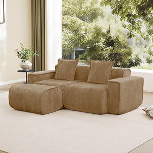 Canapé modulaire en velours à deux places au design moderne et épuré, avec bordure française, sans assemblage requis, ensemble de salon - Product Image 2