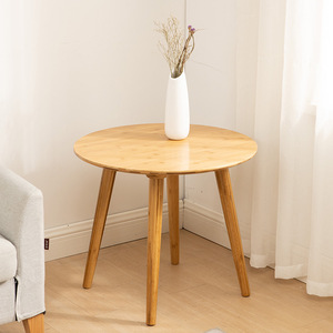 Mesa de Centro Redonda de Estilo Nórdico con Tapa de Madera y Acabado Barnizado, Mesa Auxiliar para Sala de Estar, Diseño Moderno y Pequeño - Product Image 2