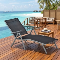 Chaise longue en métal Teslin, 5 positions réglables, dossier inclinable, pliable, pour piscine, patio, plage, jardin, hôtel, camping
