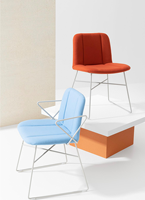 Chaise de salle à manger moderne en métal, vente en gros d'usine, dossier incurvé ergonomique, tissu écologique, base en fil métallique, mobilier de maison pour extérieur
