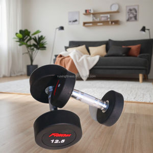 ดัมเบลยางเคลือบ PU สีดำ น้ำหนัก 10 กก. 25 กก. สำหรับออกกำลังกายแขน ชุดดัมเบลสำหรับฟิตเนสเชิงพาณิชย์ - Product Image 4