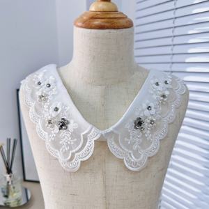 Accessorio ecologico per acqua con perline bianche e finte colletto multifunzionale stile etnico diamante per la decorazione del collo della camicia - Product Image 2