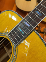 Guitare acoustique de style D-45 luxueuse avec incrustation de nacre, en épicéa massif, acajou massif, entièrement en bois massif, polie