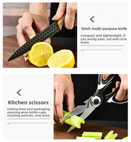 Ensemble de 7 couteaux de chef en acier inoxydable avec manches en bois grainé, couteau à découper, couteau de boucher avec support à couteaux en acrylique