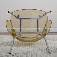 Chaise de salle à manger empilable simple en acrylique avec pieds en métal, design nordique, pour la maison et les restaurants