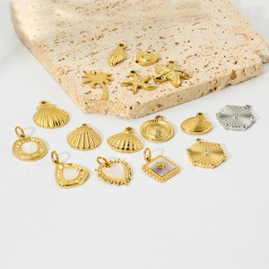 Marine Life Charms | 18K PVD Gold Stainless Steel Coastal Pendant | Seashell, Starfish, Palm <b>Tree</b> | Waterproof & Hypoallergenic - Product Image 2