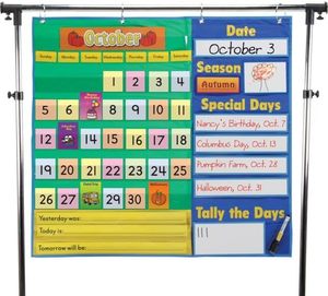 Foldable Classroom Hanging Pocket Chart Back to School Calendar Organizer for Education Teaching Tool with Convenient Bag Use - Product Image 2