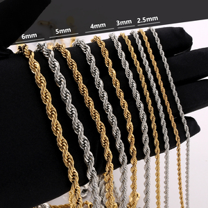 Cadena de Acero Inoxidable de 3MM 5MM 6MM, Chapada en Oro de 18K PVD, Resistente al Deslustre, Impermeable, Joyería de Regalo, Collar Trenzado para Hombre y Mujer - Product Image 1