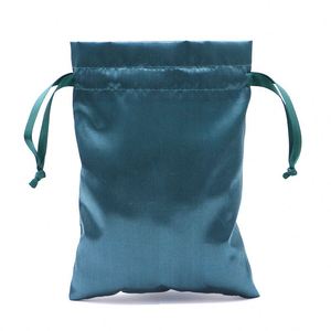 Petit sac d'emballage en satin rose avec cordon de serrage, sacs de rangement personnalisés en satin pour perruques avec logo, sacs cadeaux personnalisés - Product Image 5