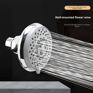 Pommeau de douche mural en chrome électrolytique ABS réglable à cinq étages augmentant la pression accessoire de robinet de salle de bain - Product Image 2