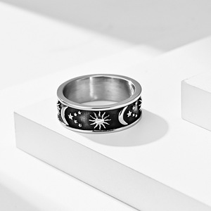 yunnique Star Moon Sun <b>Ring</b> <b>Titanium</b> Steel Unisex Bohemian Couple <b>Ring</b> Gift Fashion Jewelry - Product Image 2