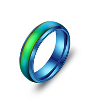 Bague en acier inoxydable de couleur changeante, bague d'humeur, de température, mm