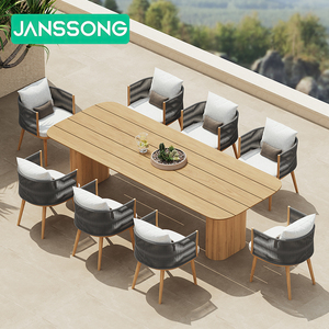 Set di Mobili da <span class=keywords><strong>Giardino</strong></span> per Hotel, Sedia da Pranzo in Corda per Esterni, <span class=keywords><strong>Tavolo</strong></span> da Patio in Teak di Lusso, Set da Pranzo per Esterni, <span class=keywords><strong>Tavolo</strong></span> e Sedie da <span class=keywords><strong>Giardino</strong></span> - Product Image 1