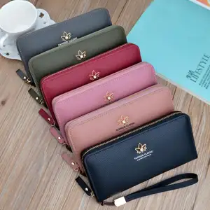 2022 Hot sale fashion new product design leather women elegant long purse wholesale ladies wallets