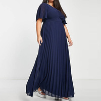 Nouvelle robe longue élégante à col en V et manches flottantes pour femmes de grande taille