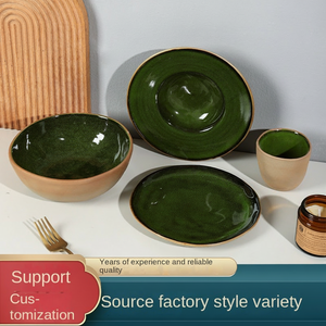 Assiette à poisson en céramique de Chaozhou personnalisée, forme ovale spéciale, vert olive, luxe léger, rétro vintage, pour la maison et la restauration - Product Image 5