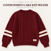 Pull personnalisé pour femme à col rond en tricot torsadé à manches longues rayées pour tenue décontractée d'hiver