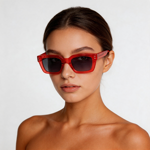 Gafas de Sol de Acetato con Montura Completa Cuadrada Rojas para Mujer, 100% Protección UV400, Estilo de Protección Solar, Disponibles - Product Image 1