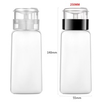 Bouteille en plastique de 250 ml pour dissolvant à ongles à l'acétone, dissolvant à ongles lavable, anti-débordement, bouteille à pression
