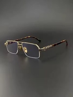 Montures de Lunettes Semi-Cerclées en Métal Léger de Haute Qualité pour Hommes, Forme Visage Diamant, Optique Formelle pour Lecture