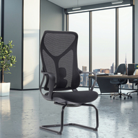 Chaise de bureau d'étude à domicile en tissu moderne bon marché avec accoudoir fixe Design ergonomique noir pour les réunions