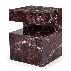 Tavolino Laterale in Marmo Rosso Levanto Naturale, Comodino a Blocchi Sfalsati, Arredamento di Lusso per Camera <span class=keywords><strong>da</strong></span> Letto e <span class=keywords><strong>Soggiorno</strong></span>, Direttamente dalla Fabbrica - Product Image 3